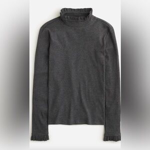 Vintage rib ruffle mock neck T-shirt in Heather Charcoal size small NWT